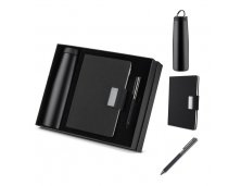 Kit escrit�rio Caderno, Garrafa e Caneta Metalica